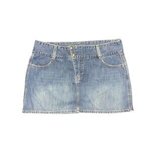 Vintage Y2K American Eagle Denim Jean Micro Mini Skirt Boho Low Rise Size 8 GUC